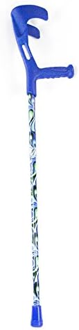 Charming Canes Adjustable Lightweight Folding Forearm Single Crutch (Blue Swirls)