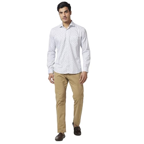 Image of Park Avenue Men's Pure Cotton Print Pattern Slim Fit Cut Away Collar Full Sleeve Casual Shirt