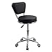 KKTONER Taburete de Cuero con Respaldo bajo de PU cojín Moderno Ajustable en Altura Silla de Ruedas para Oficina en casa (Negro)