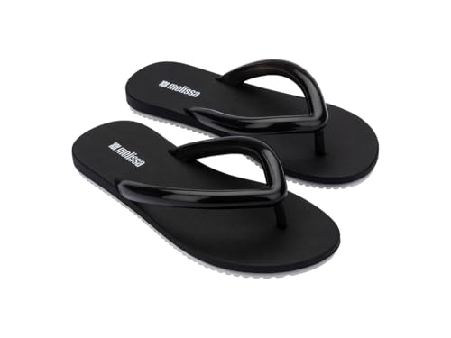 Image of Melissa Flip Flop Airflow for Women with Jelly Airbubble Thong Strap, Black/White, 8
