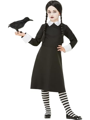 Smiffys Schulmädchenkostüm im Gothiclook, Schwarz, mit Kleid & Perücke Halloween