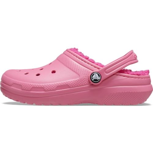 Crocs Tamanco clássico forrado unissex para crianças, Rosa hiperativo, 2 Little Kid
