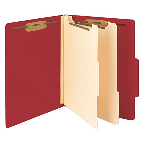 Smead Classification File Folder, 2 Dividers, 2" Expansion, 2/5-Cut Tab, Letter Size, Red, 10 Per Box (14003) #TOP21