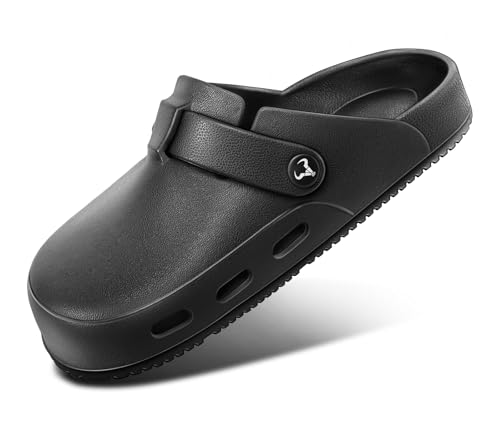 BULLIANT Clogs for Men Women,Comfortable Mules Sandals Slip-on Shoes Unisex for Garden Work Csuhioned Footbed Lightweigh (Black-9 Women/7 Men)