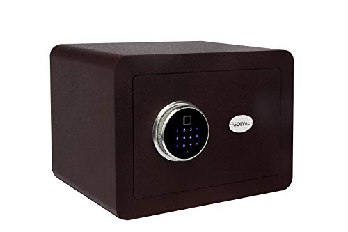 Golval EF25 Home Steel Security Safe Box, Biometric Fingerprint Quick-Access Safe with New-Gen Full Keypad Module Wide, Solid Steel Safe Strongbox for Cash,Jewelry, Guns, Valuables (red)