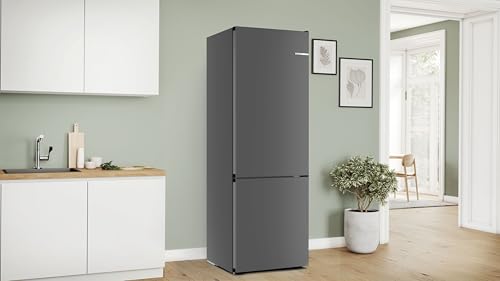 Bosch KGN49OCAF, Serie 4, XXL Kühl-Gefrier-Kombination Freistehend, 203 x 70 cm, 311 L Kühlen & 129 L Gefrieren, Green Collection, Total No Frost, Extra leise, VtaFresh XXL, Perfect Fit, Anthrazit