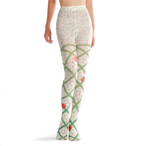 ChicB Women Tights Floral, High Waist Opaque Pantyhose Hosiery, Flowers Control Top Stockings