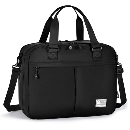 BAGZY 17x13x9 Personal Item Travel Bag for Airplanes Approved Underseat Weekender Overnight Tote Bag Women, Lightweight Travel Duffle Bags with 15,6 in Laptop Compartment Carry On Bags Men Black by BAGZY - Used condition - US$24.58