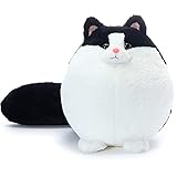 COICCEZA Kids Cat Stuffed Animals Cat Toys Gift Fat Black Cats Plush Toy Baby Doll, 15.7 Inches