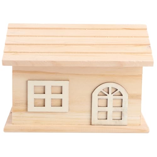 SHINEOFI Caja Decorativa de Madera para Escritorio en Forma de Casa, Soporte Pintable, Organizador Multifuncional para Guardar Dinero y Objetos Pequeños, Accesorio Decorativo para Hogar