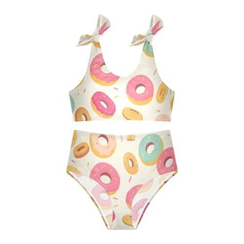 KLL Donuts Background Girls' 2 Piece Bikini Set Scoop Neck Swimsuits Swimming Suits Adjustable Strap3
