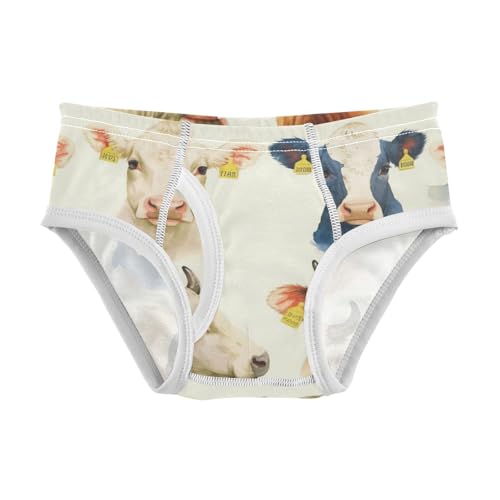 KLL Cows Seamless Hand Drawn Watercolor Toddler Boys Pure Cotton Training Underwear Cute Children Panties