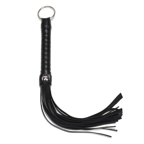 Namvo 2 Stück kleine Schwarze Peitsche, Reitgerte mit Quaste, Rutschfester Griff, Für Reitsport-Training im Freien, Wettkampf-Leistungsübungen, Rollenspiel-Peitsche (30 cm, Schwarz)