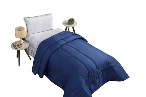 Edredom Solteiro 400 Fios Infantil Juvenil Micropercal 2,20x1,50 (Azul Marinho)