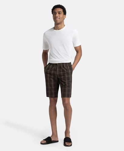 Image of Jockey 9005 Men's Super Combed Mercerized Cotton Woven Fabric Regular Fit Printed Bermuda with Side Pockets