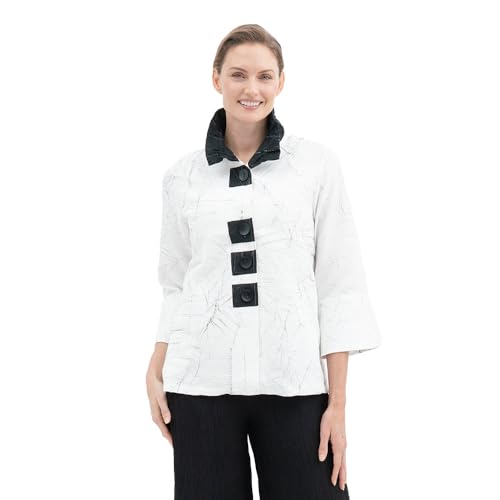 Damee White & Black Textured Seamless Jacket- 4951