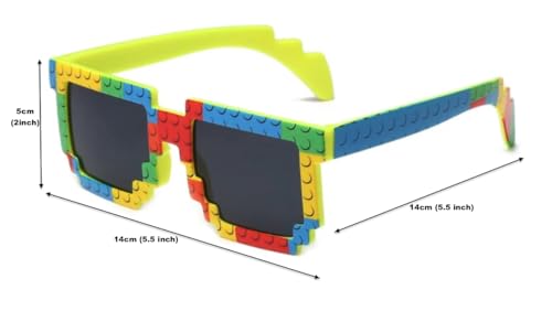 Image of DC DECORIO Thug Life Sunglasses Pixel Gangsta Life Funny Novelty Shades With Box Packing (Black) (RAINBOW DOTS)