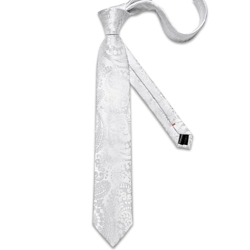 Image of DiBanGu Mens Paisley Tie Set Silk Woven Jacquard Necktie and Pocket Square Cufflinks Gift Set for Wedding Bussiness