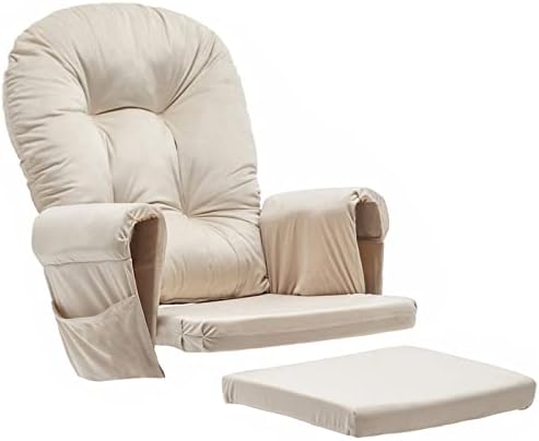 Paddie Glider Rocker Replacement Cushions with Storage Velvet Washable Non Slip for Glider Rocking Chair, 5PCS, Beige