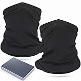 Showvigor 2-Pack Winter Neck Gaiter Warmer for Men&Women, Cotton Windproof & UPF 50+ - Breathable Face Cover Mask for Cycling, Hiking, Running, Festivals, All-Season Outdoor Activities (Black)