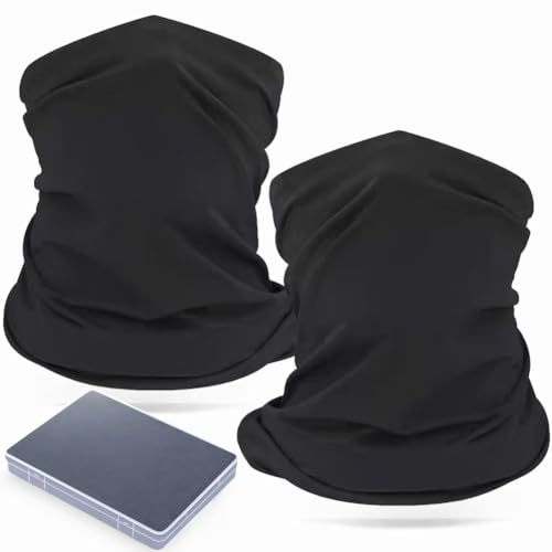 Showvigor 2-Pack Winter Neck Gaiter Warmer for Men&Women, Cotton Windproof & UPF 50+ - Breathable Face Cover Mask for Cycling, Hiking, Running, Festivals, All-Season Outdoor Activities (Black)