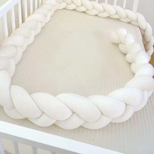 GYCS Protector De Cuna Trenzado con Nudo,Alfombra Anticolisión para Cama,Terciopelo Cristal Suave,Relleno De Algodón Oeko,Trenzado Seguro para Bebés Tamaños,A01,100cm