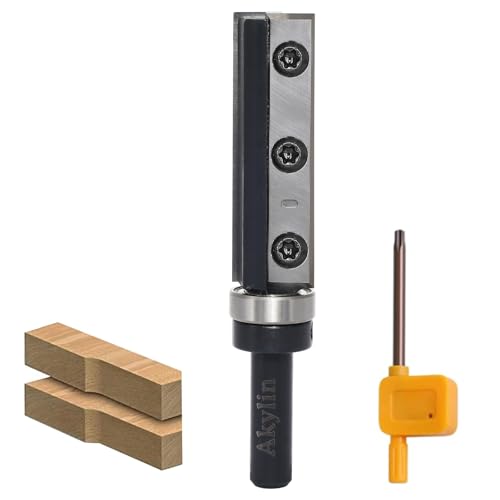 AKYLIN Piastre reversibili, fresa per bordi con albero da 8 mm, fresa superiore con lama in metallo duro sostituibile, cuscinetti a sfera, fresa per legno per la lavorazione dei bordi