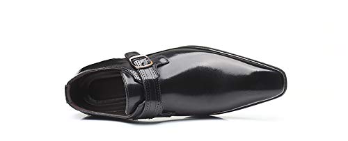Men's Classic Monk Strap Dress Shoes, Black Patent Leather, Single Buckle Design4