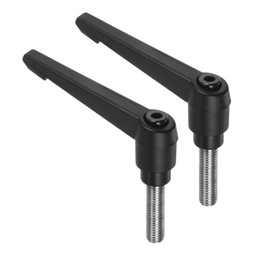 Image of uxcell 2pcs Clamping Lever Handles, M10 x 30mm 304 Stainless Steel Threaded Male Stud, Adjustable Handles Locking Quick Release Ratchet Push Button Bolt Knobs, Black