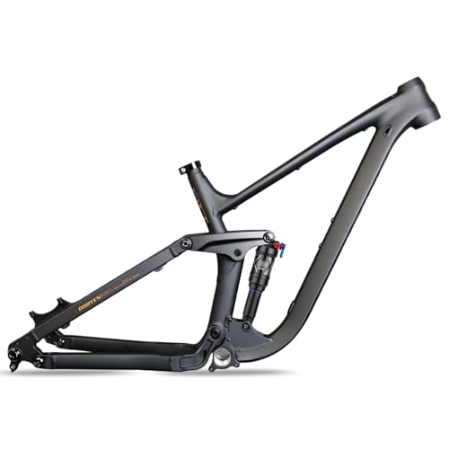 Telaio for mountain bike da discesa: supporta serie sterzo da 44-55 mm, reggisella da 30,9 mm, morsetto reggisella da 34,9 mm, movimento centrale filettato BSA BB73 mm. Escursione ruota posteriore 155 mm, adatto for forcelle da 160 mm.