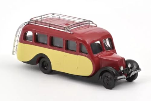 OPO 10 - Voiture Miniature Compatible avec Citroën U23 Autocar 1947 échelle Ho 1:87 Norev - Red and Yellow 191099
