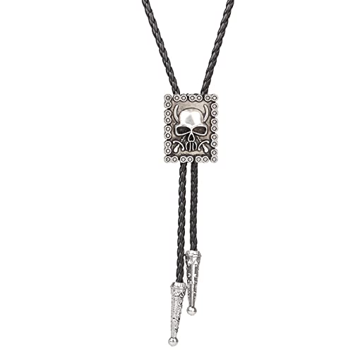 Cravate Bolo Homme avec pendentif tête de fantôme et cordon noir pour costume