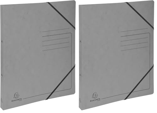 Exacompta 542561E Ringhefter mit Gummizug. Aus extra starkem Colorspan-Karton 2 Ring-Mechanik DIN A4 Füllhöhe 14 mm weiß Ring-mappe Ringbuch Hefter (Packung mit 2)