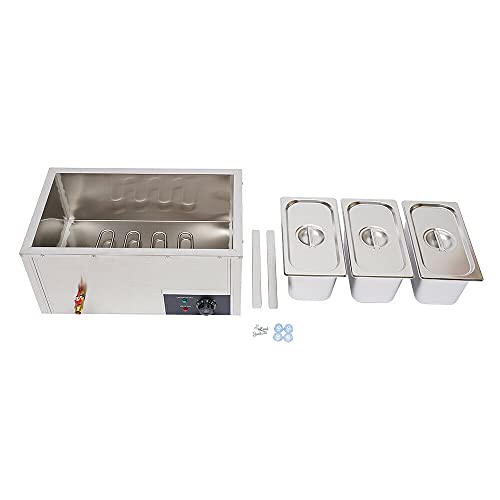 3-Pan 7L Commercial Electric Buffet Food Warmer Commercial Countertop Steamer Stainless Steel Bain Marie Buffet Equipment For Buffet 3X7L 110V 850W #TOP6
