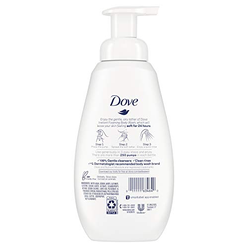 Image of Dove Instant Foaming Body Wash with NutriumMoisture Technology Shea Butter with Warm Vanilla Effectively Washes Away Bacteria While Nourishing Your Skin 13.5 oz