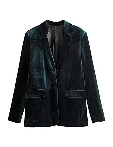 Blazer en velours femme veste de costume chic revers cranté manteau Noël