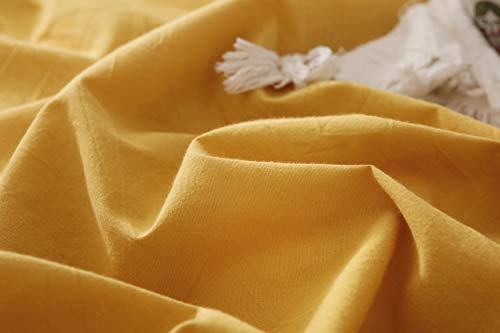 Image of F.Y.Dreams 100% Washed Cotton Duvet Cover for Weighted Blanket 80x87 inches with 16 Ties, Zipper on Long Side /Yellow /Just Duvet Cover