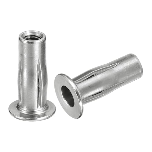 uxcell M5 Multi-Grip Rivet Nuts, 8pcs Pre-Bulbed Shank Flat Head Threaded Insert Nut 304 Stainless Steel Plus Nuts for Construction Industrial