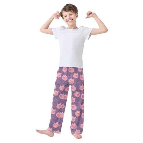 Lovely Pig Cloud Boys Long Pants Soft Trousers Elastic Waist Kids Lounge Bottoms with Pockets S-XL2