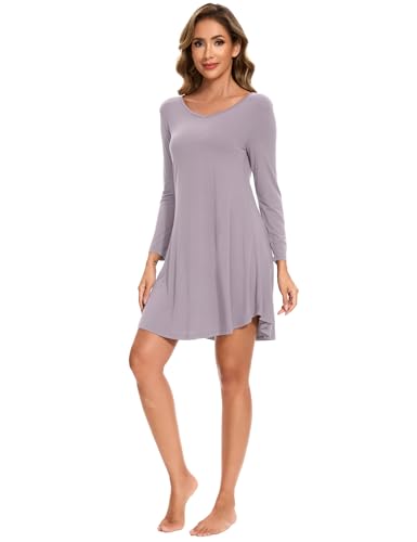 Image of GYS Womens Bamboo Viscose Nightgown Super Soft Lightweight Night Shirts for Sleeping