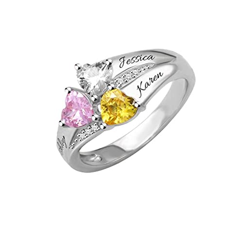 GBTROEY Anillo personalizado con piedras preciosas del 1 al 8 para mujer. Anillos de compromiso personalizados con nombre para ella. Regalos de joyería para San Valentín y cumpleaños para mujer