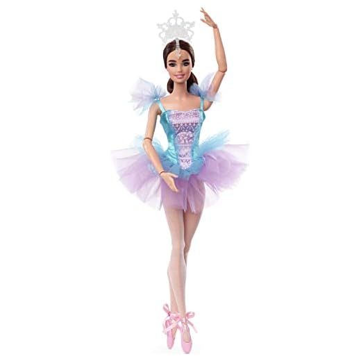 Barbie Signature Doll, Ballet Wishes Posable Brunette with Ballerina Costume, Tutu, Tiara and Pointe Shoes