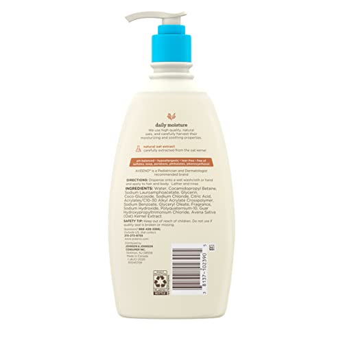 Aveeno Baby Daily Moisture Gentle Body Wash & Shampoo With Oat Extract, 2-In-1 Baby Bath Wash & Hair Shampoo, Tear- & Paraben-Free For Hair & Sensitive Skin, Lightly Scented, 18 Fl. Oz #TOP6