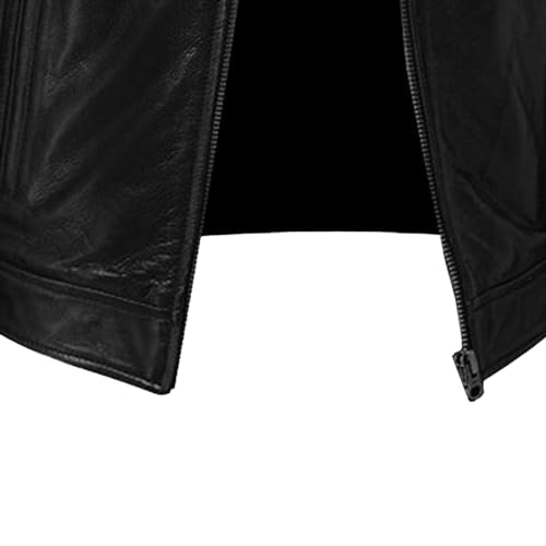 Chaqueta de cuero para motociclista hombre con cierre slim fit miniatura 6