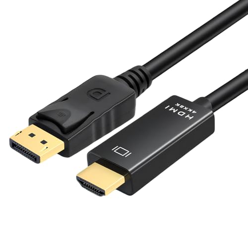 4K DisplayPort to HDMI Cable 6FT [4K@30Hz 2K@60Hz 1080P@120Hz] Uni-Direction DP (Source) to HDMI (Display) 1.4 Cable Compatible with Desktop Dell Lenovo ThinkPad HP AMD NVIDIA and More