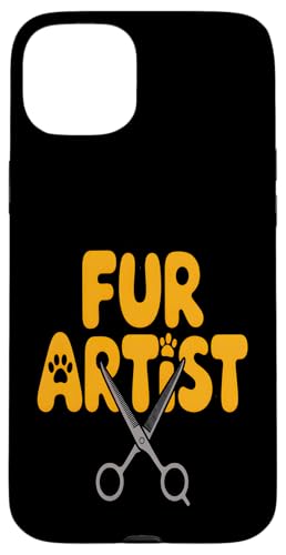 ファー アーティスト ペット グルーマー ハサミ 足跡 スマホケース iPhone 15 Plus 用