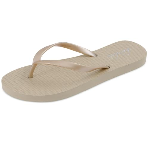 Image of shevalues Slim Basic Flip Flops for Women with Comfortable Yoga Mat | Lightweight Non Slip Rubber Sandals for Beach, Shower, Pool & Summer Casual Wear