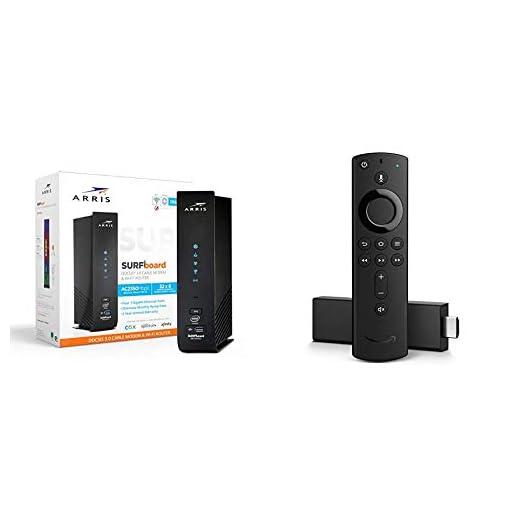 ARRIS Surfboard SBG7600AC2 DOCSIS 3.0 Cable Modem & AC2350 Dual-Band Wi-Fi Router, Approved for Cox, Spectrum, Xfinity & Others (Black) & Fire TV Stick 4K Streaming Device with Alexa Built in