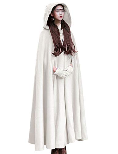 Tanming Women's Casual Solid Wool Blend Cape Outerwear Jacket Coat Cloak with Hood?Beige-One Size?