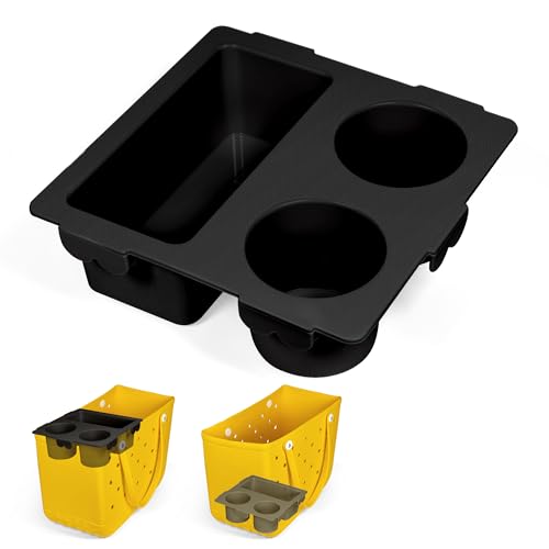 Image of Ghaklna Cup&Phone Holder for Bogg Bag XL, Snacks & Drinks Tray Organizer for bogg Bag Accessories, Ideal for Beach, Pool & Outdoor Trips, Special Design (BLACK)